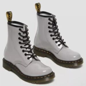 Dr. Martens Gray Combat Moto Boots 1460 with Air-Cushioned Sole